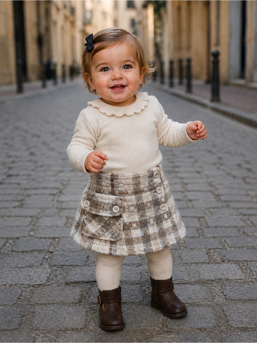 Skirt wrap‎ wool 9 / 12 months cream adjustable belt Burberry